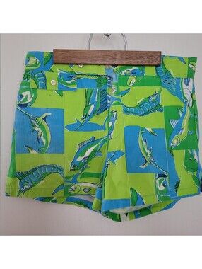 Lilly Pulitzer Men’s Stuff Vintage Blue Fish Shorts Size 30 Nautical Swim